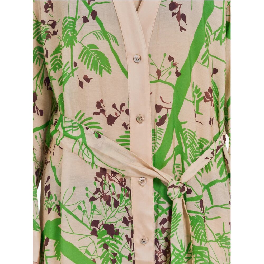 Large LOST PATTERN Coco Dream Belted Kaftan Shirt Dress Green Caftan Coverup - Picture 11 of 16
